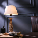 Leaf Embossed Lamp With White Jute Shade