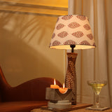 Leaf Embossed Lamp With White Printed Shade