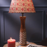 White Striped Lamp With Red Floral Shade