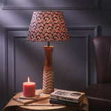 White Striped Lamp With Traditional Art Shade