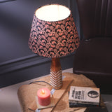White Striped Lamp With Traditional Art Shade