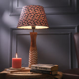 White Striped Lamp With Traditional Art Shade