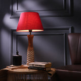 White Striped Lamp With Red Shade