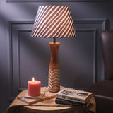 White Striped Lamp With Striped Shade