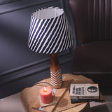 White Striped Lamp With Striped Shade