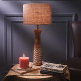 White Striped Lamp With Jute Shade