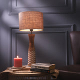 White Striped Lamp With Jute Shade