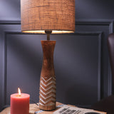 White Striped Lamp With Jute Shade