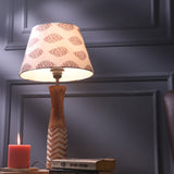 White Striped Lamp With White Printed Shade