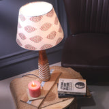 White Striped Lamp With White Printed Shade