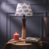 White Striped Lamp With White Printed Shade