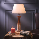 White Striped Lamp With White Shade