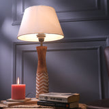 White Striped Lamp With White Shade
