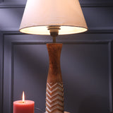 White Striped Lamp With White Shade