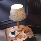 Wooden Pillar Lamp With Pastel Green Shade