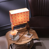Rectangular Lamp With Floral Beige Shade