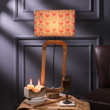 Cylindrical Lamp With Floral Beige Shade