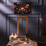 Cylindrical Lamp With Pink Floral Shade