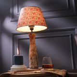 Leaf Impressed Lamp With Floral Beige Shade