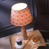 Leaf Impressed Lamp With Floral Beige Shade