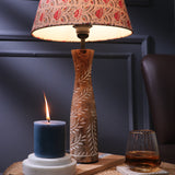 Leaf Impressed Lamp With Floral Beige Shade