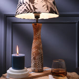 Brown Leaf Impressed Lamp With Tropical Shade