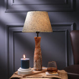 Brown Leaf Impressed Lamp With Pastel Green Shade