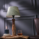 Brown Leaf Impressed Lamp With Pastel Green Shade