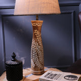 Brown Leaf Impressed Lamp With Beige Shade