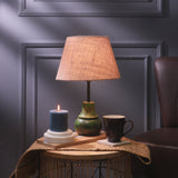 Green Sphere Shaped Lamp With Beige Shade