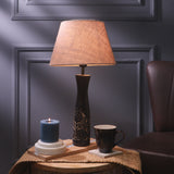 Black Floral Impressed With Lamp Beige Shade