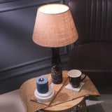 Black Floral Impressed With Lamp Beige Shade