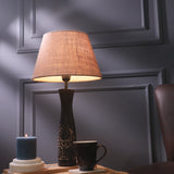 Black Floral Impressed With Lamp Beige Shade