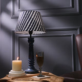Vintage Blue Lamp With Blue Striped Shade
