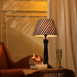 Vintage Blue Lamp With Blue Striped Shade