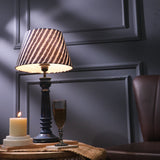 Vintage Blue Lamp With Blue Striped Shade