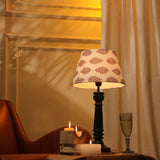 Vintage Blue Lamp With White Pattern Shade