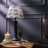 Vintage Blue Lamp With White Pattern Shade