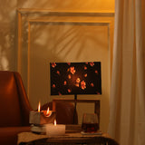 Brown Cuboid Lamp With Pink Floral Shade