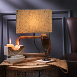 Brown Cuboid Lamp With Pastel Green Shade