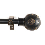 Mughal Metal Wood Blend Finial Extendable Curtain Rod Black 19MM (Hardware Included)