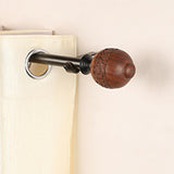 Flora Wooden Finial Extendable Curtain Rod Black 19MM (Hardware Included)
