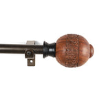 Flora Wooden Finial Extendable Curtain Rod Black 19MM (Hardware Included)