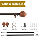 Flora Wooden Finial Extendable Curtain Rod Black 19MM (Hardware Included)