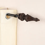 Regalia Wooden Finial Extendable Curtain Rod Black 19MM (Hardware Included)