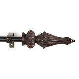 Regalia Wooden Finial Extendable Curtain Rod Black 19MM (Hardware Included)