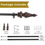 Regalia Wooden Finial Extendable Curtain Rod Black 19MM (Hardware Included)
