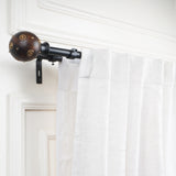 Mughal Metal Wood Blend Finial Extendable Double Curtain Rod Black 19MM (Hardware Included)