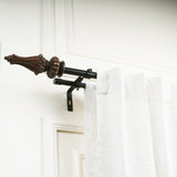 Regalia Wooden Finial Extendable Double Curtain Rod Black 19MM (Hardware Included)