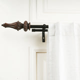Regalia Wooden Finial Extendable Double Curtain Rod Black 19MM (Hardware Included)